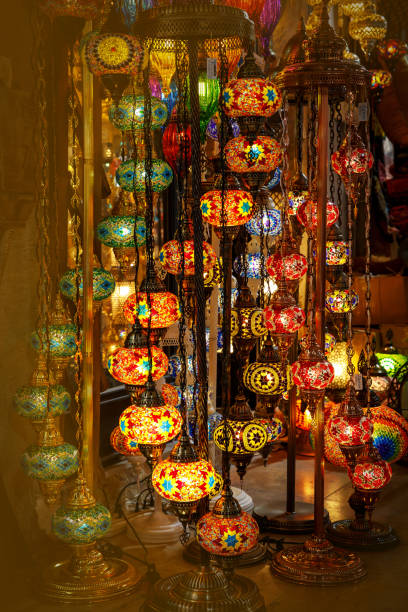 istock Multicolored background of lamps in Arabic style. 1397047978