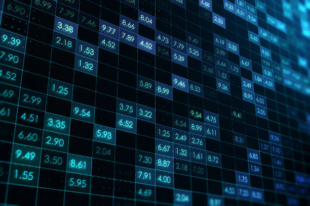 istock Creative digital financial numbers or index data on blurry background. Stock market and growth concept. 3D Rendering. 1397048285