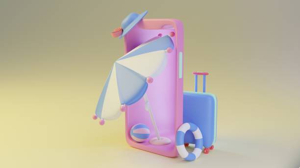 istock 3d pink and blue beach scene 1397049406