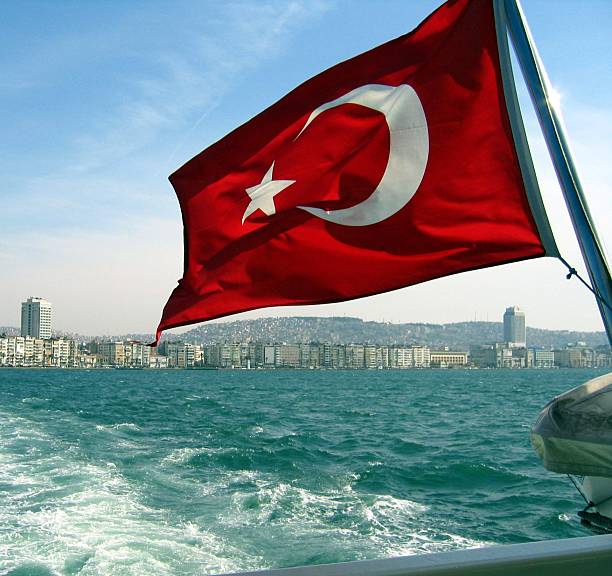 turkish flag on an istanbul ferry