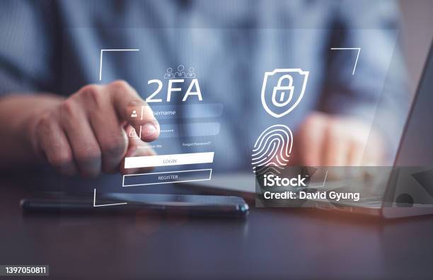 2fa Increases The Security Of Your Account Twofactor Authentication Digital Screen Displaying A 2fa Concept Privacy Protect Data And Cybersecurity Stock Photo - Download Image Now
