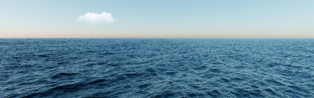 3d render, 3d illustration. Beautiful blue sea with waves.