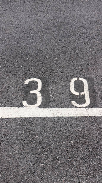 istock Number 39 painted in parking ground 1397052966