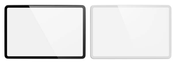 istock Set of black and white tablet computers on white 1397053249