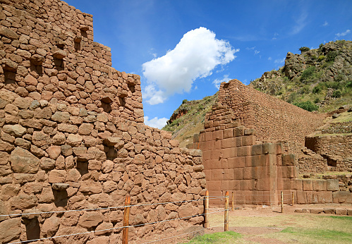 The Ancient Structures of Rumicolca,  Impressive Archaeological Site of Wari Civilization in Cusco Region, Peru, South America