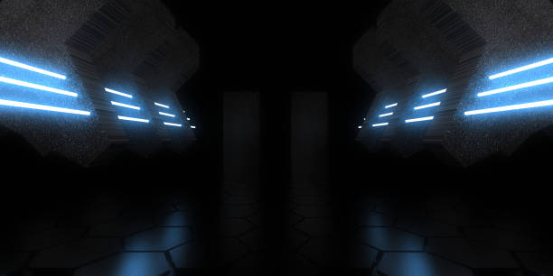 istock 3D abstract background with neon lights. neon tunnel  .space construction . .3d illustration 1397057859