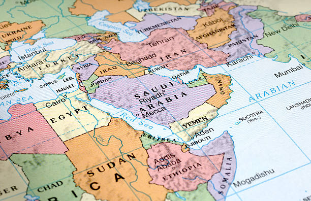 Middle East Map of the Middle East west asia stock pictures, royalty-free photos & images