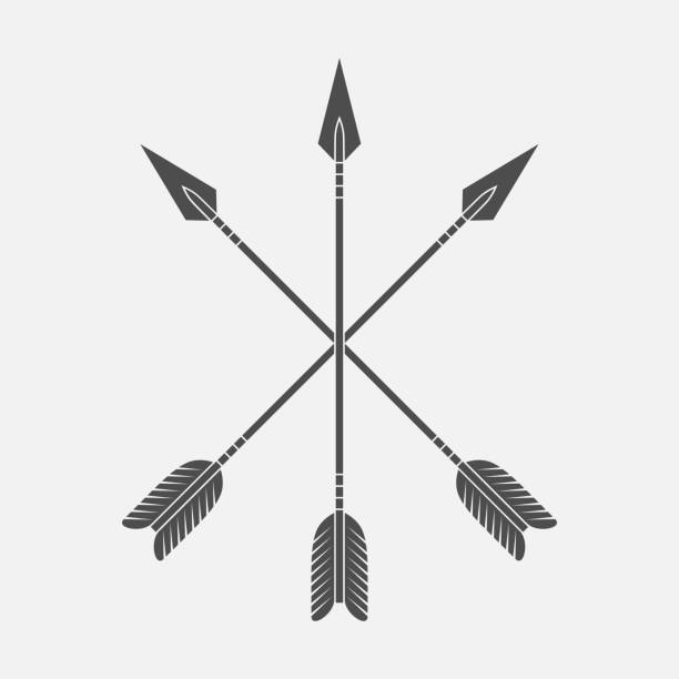 화살표 3개 - north american tribal culture arrow arrowhead bow and arrow stock illustrations