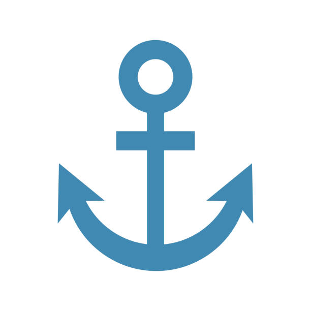 파란색 앵커 표시 그림 - anchor harbor vector symbol stock illustrations