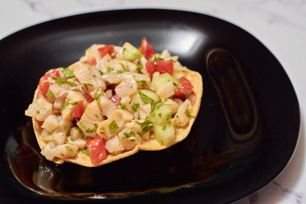 istock Fresh dish from Mexico and Peru, Ceviche Tostada. 1397060173