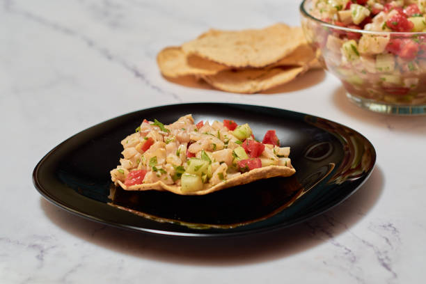 istock Fresh dish from Mexico and Peru, Ceviche Tostada. 1397060185