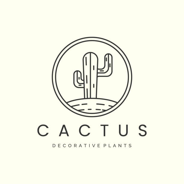 cactus with badge and linear style logo icon template design.botanical,tree,plants, nature, vector illustration cactus with badge and linear style logo icon template design.botanical,tree,plants, nature, vector illustration cactus symbols stock illustrations