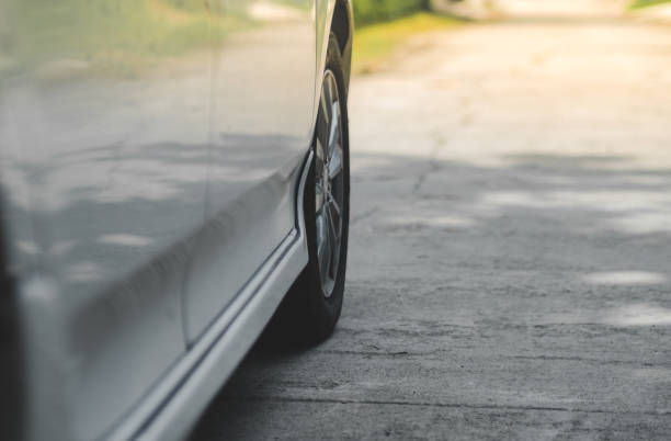 istock Car wheels and tires close up 1397061992