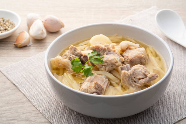 istock Yellow sliced preserved Bamboo shoot soup with pork spare rib 1397062009