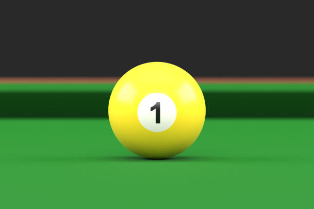 istock Billiard ball number one yellow color on billiard table 1397063556