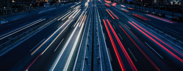 Busy Traffic, Traffic moving in both directions at dusk