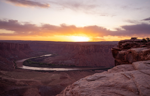 Sunset on Green river near Canyonlands National Park in Moab, USA
