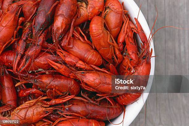 Hervido Crawfish Vista Superior Foto de stock y más banco de imágenes de Cangrejo de río - Marisco - Cangrejo de río - Marisco, Alimento, Alimentos cocinados