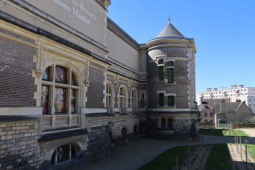 The Anne de Beaujeu pavilion, building of the castle of the Dukes of Bourbon, seen from the outside, town of Moulins, Allier department, France
