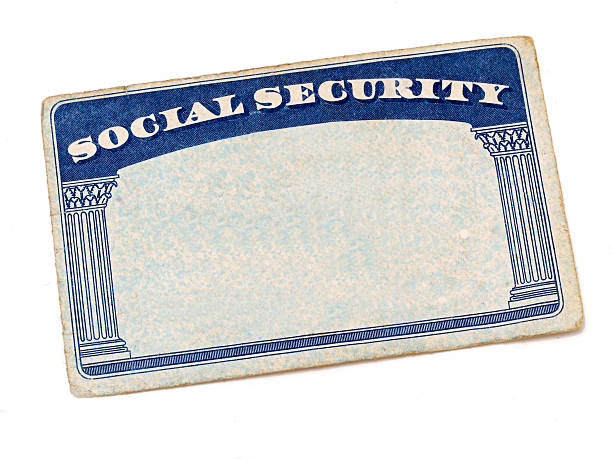 A front door mat showing social security Blank Social Security Card. synthetic identity theft stock pictures, royalty-free photos & images