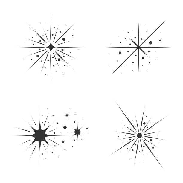 sparkles icon ustaw projekt wektorowy. - copy space flash stock illustrations