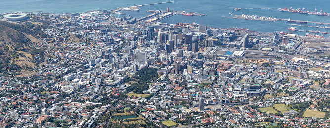 City of Cape Town as seen from Table Mountain during sunny day