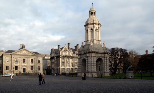 courtyard of Trinity College, Dublin, Ireland, one of the top universities in Europe and home to the Book of Kells
