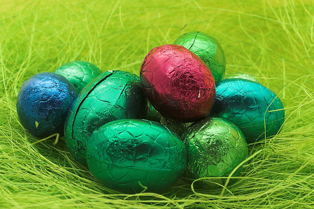 Chocolate easter eggs stock photo