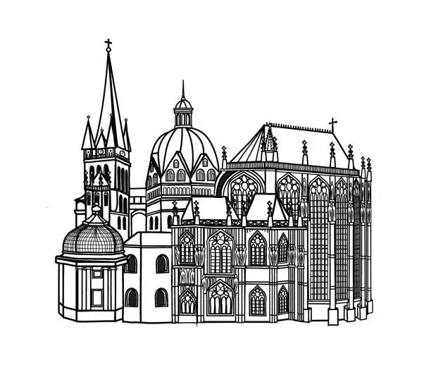 Vector illustration of Aachen Cathedral