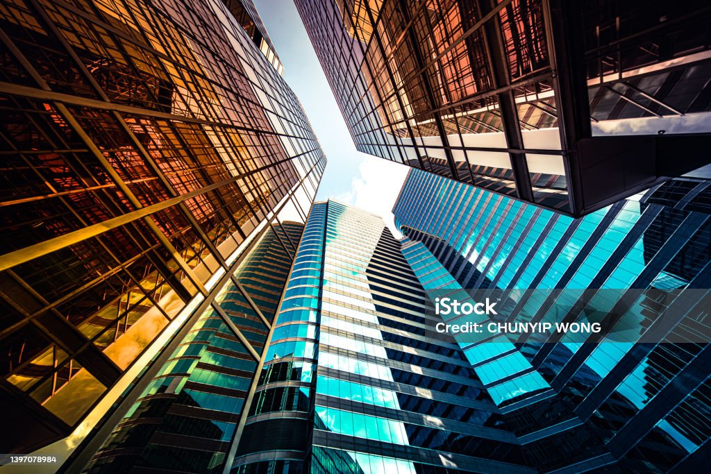Architecture details Modern Building Glass facade Exterior Commercial Real Estate Stock Photo