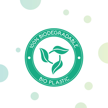 100% Biodegradable and bio plastic icon. Vector stock illustration