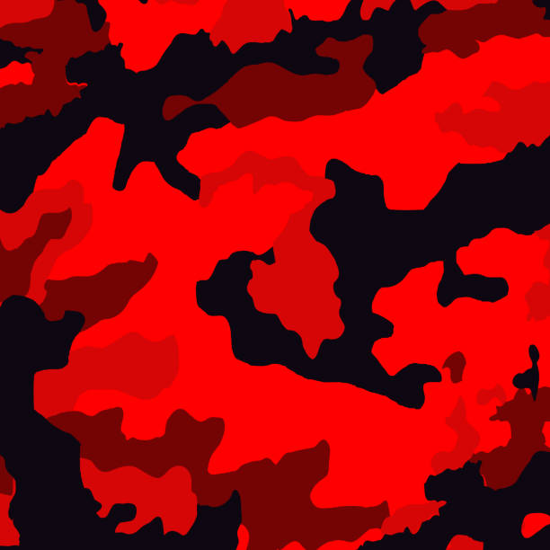 Background texture military khaki red black camouflage - Vector Background texture military khaki red black camouflage - Vector illustration red camouflage pattern stock illustrations