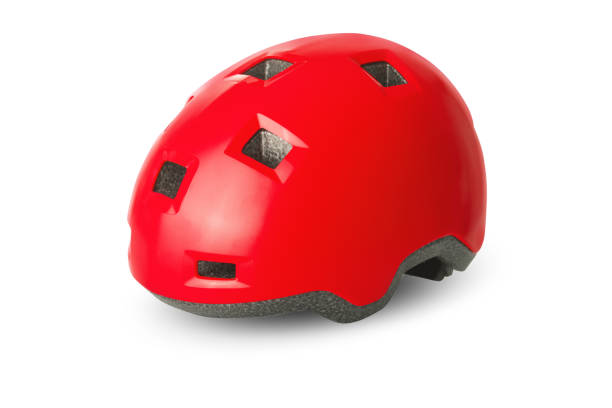 istock Roller skates or bike helmet isolated on white 1397081901