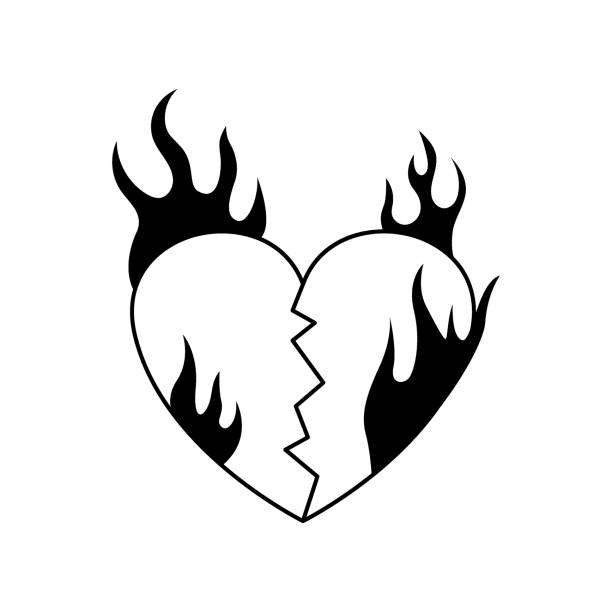 Silhouette Of Flaming Heart Tattoo Designs Illustrations, Royalty-Free  Vector Graphics & Clip Art - iStock