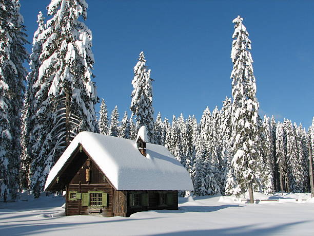 white navidad - ski resort hut snow winter fotografías e imágenes de stock