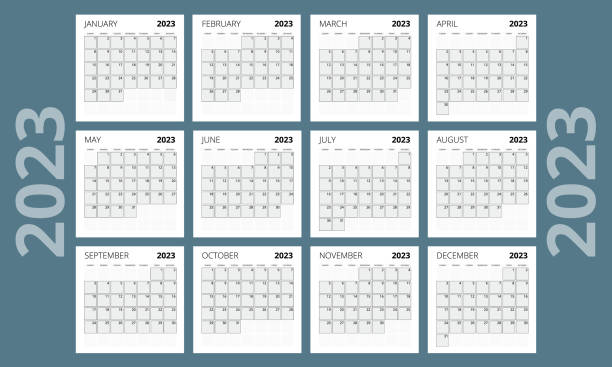 ilustrações de stock, clip art, desenhos animados e ícones de calendar planner for 2023. calendar template for 2023. corporate and business calendar. stationery design print template. week starts on sunday. - june