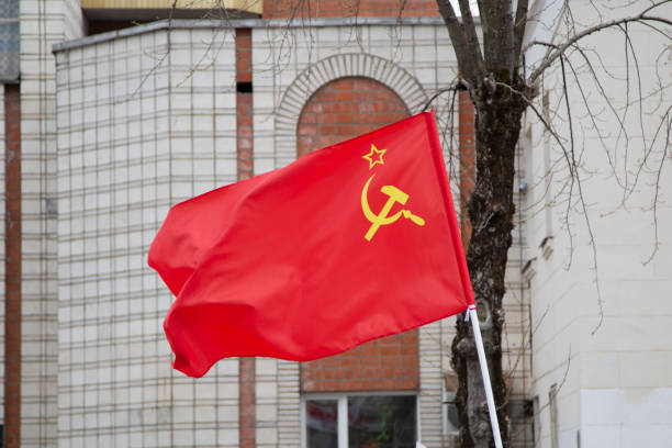 the banner of the ussr. - bandeira da antiga ussr imagens e fotografias de stock