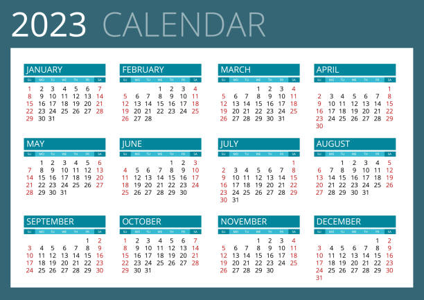 Calendar Planner for 2023. Calendar template for 2023. Stationery Design Print Template. Week Starts on Sunday. vector art illustration