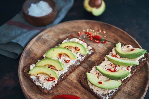 istock Avocado Sandwich with Brown Bread, Cottage Cheese and Chili 1397090080