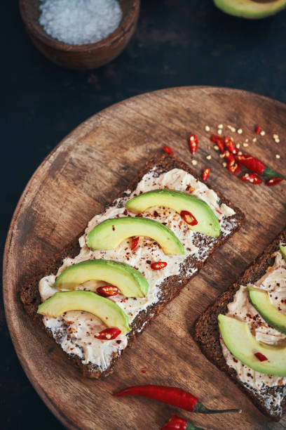 istock Avocado Sandwich with Brown Bread, Cottage Cheese and Chili 1397090082