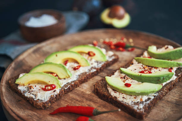 istock Avocado Sandwich with Brown Bread, Cottage Cheese and Chili 1397090085