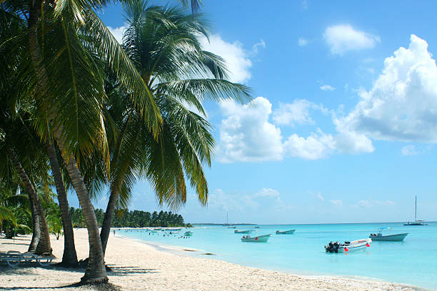 istock Landscape image of a sunny tropical beach with boats 139709521