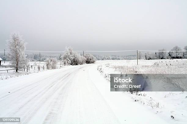 Winterroad Stockfoto und mehr Bilder von Agrarbetrieb - Agrarbetrieb, Auffahrt, Baum