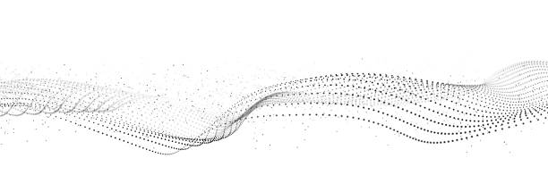 istock Wave of flowing particles on a white background. Abstract backdrop with dynamic elements of waves and dots. 3d 1397097250
