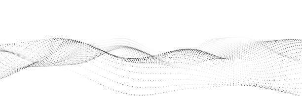 istock Wave of flowing particles on a white background. Abstract backdrop with dynamic elements of waves and dots. 3d 1397097258