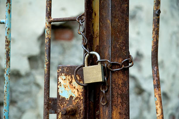 lock on gate stock photo