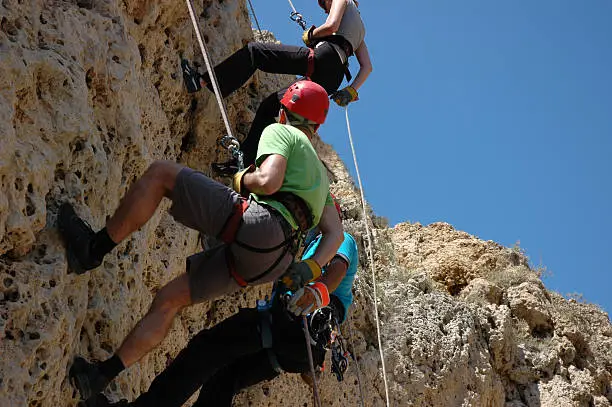abseiling down a cliff, Malta