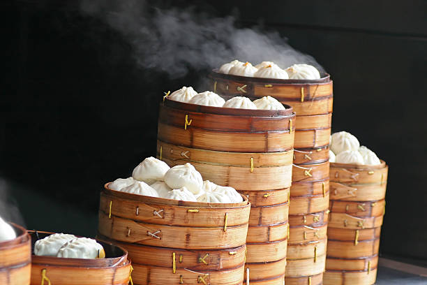 Steaming Dumplings stock photo