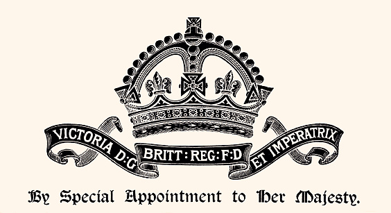 Victoria Crown : Special Appointment to her Majesty. Vintage engraving circa late 19th century. Digital restoration by Pictore.