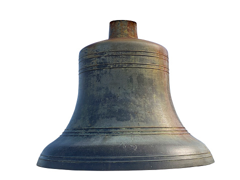 Bronze bell on white background